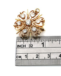 European Diamond Heart Motif Pin Pendant