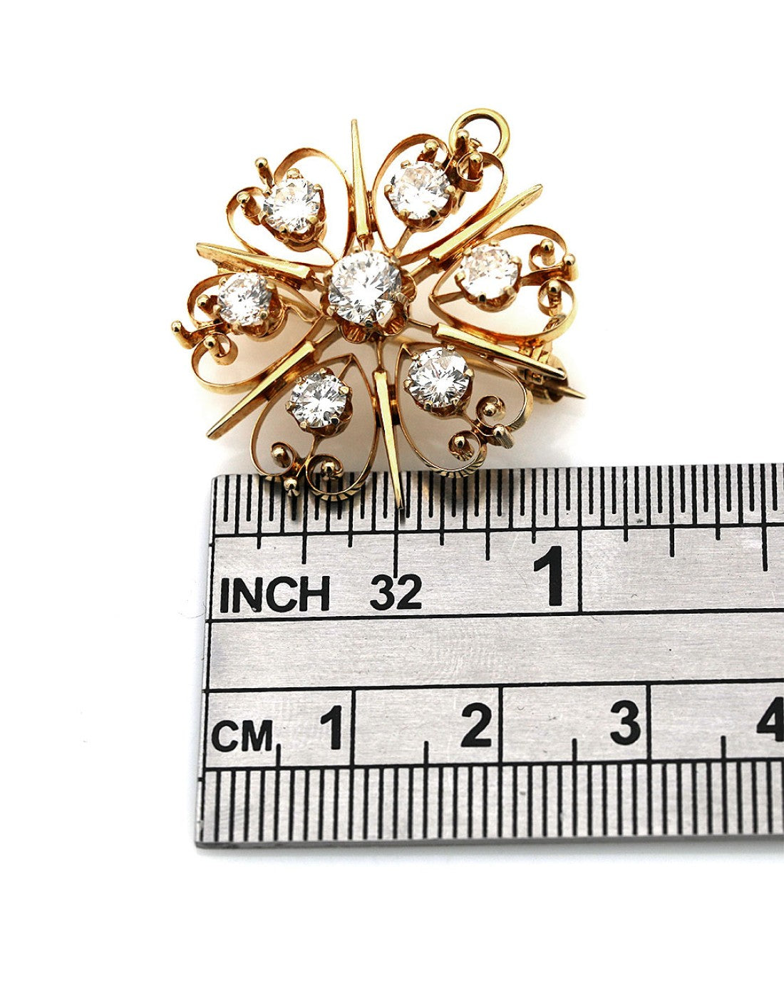 European Diamond Heart Motif Pin Pendant