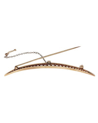 European Diamond Crescent Brooch in Yellow Gold