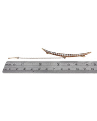 European Diamond Crescent Brooch in Yellow Gold