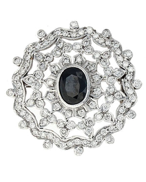 Sapphire and Diamond Cut Out Brooch