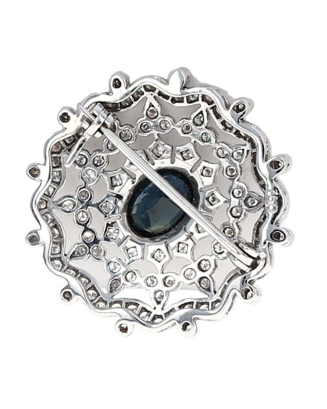 Sapphire and Diamond Cut Out Brooch