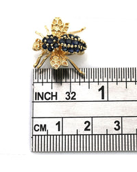Blue Sapphire Bee Pin in Yellow Gold