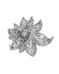 Black South Sea Pearl and Diamond Cut Out Flower Brooch