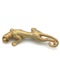 Diamond Leopard Brooch with Emerald Eyes