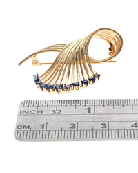 Ceylon Sapphire Sash Motif Brooch Pin