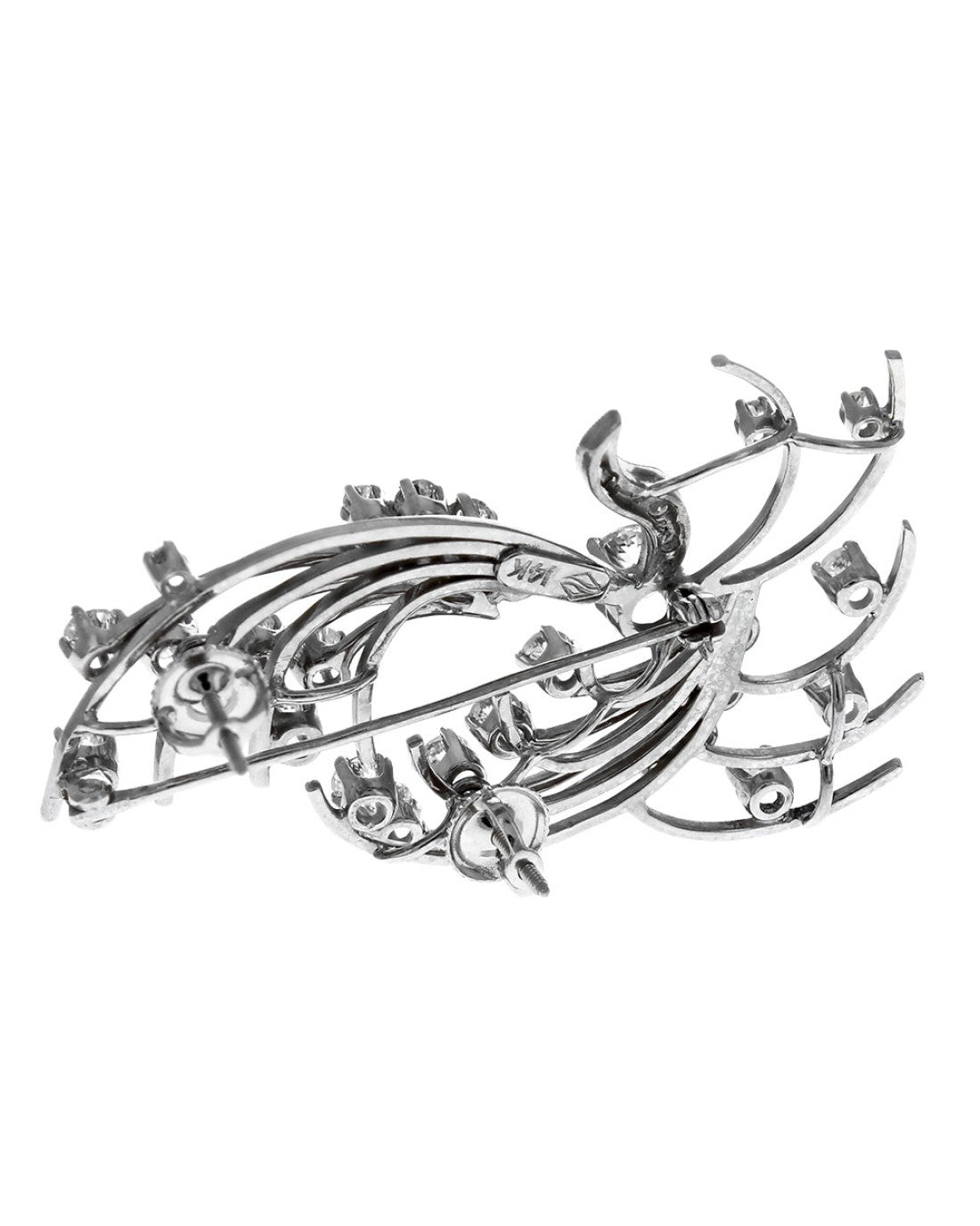 Diamond Spray Pin Convertible Earrings