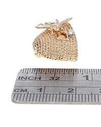 Diamond Bee and Beehive Pin in Yellow Gold