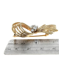 Vintage Diamond Ribbon Brooch Pin