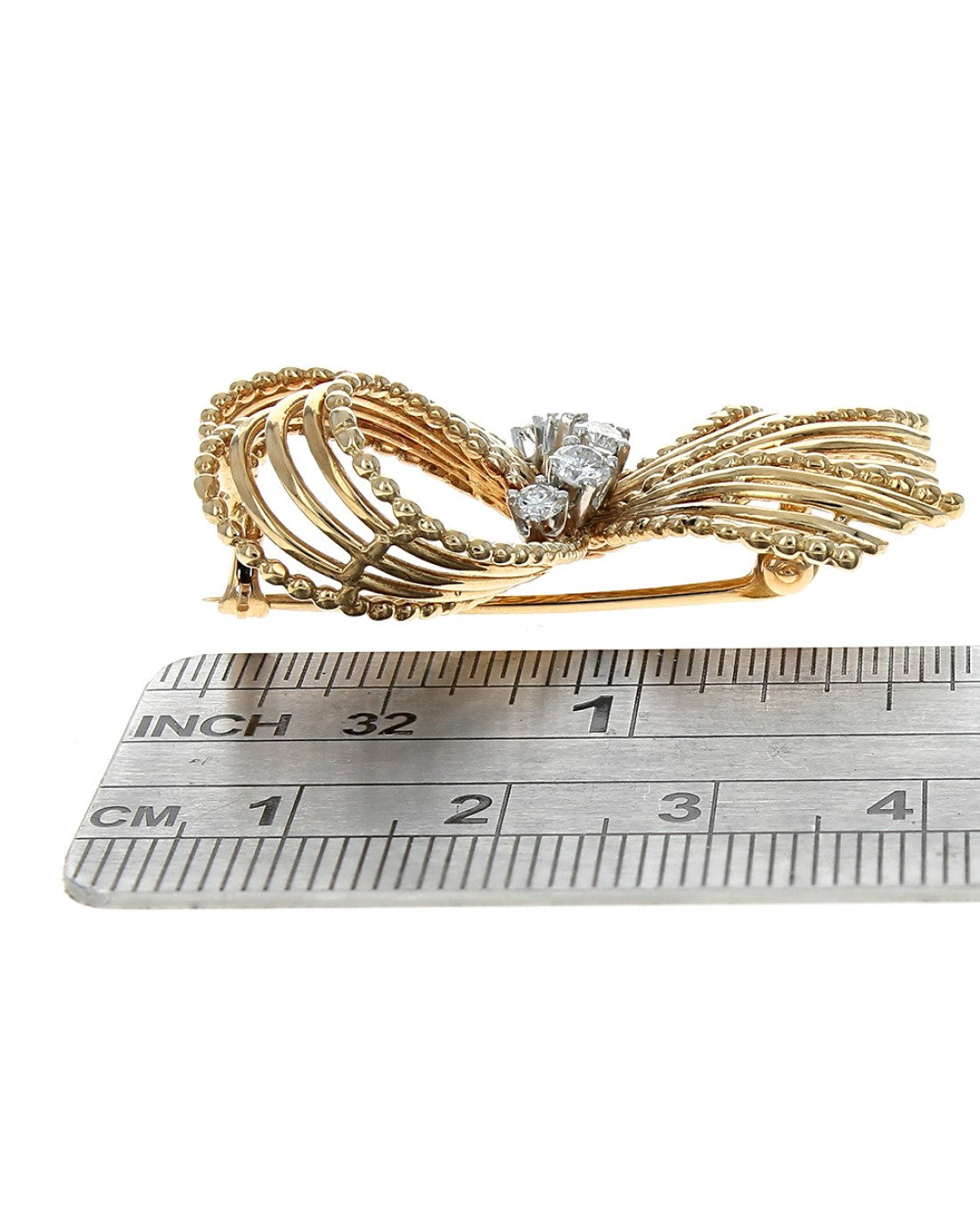 Vintage Diamond Ribbon Brooch Pin