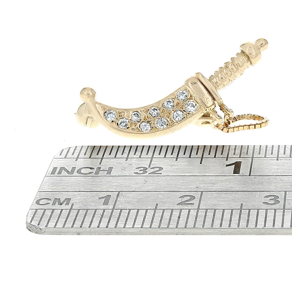 Diamond Sword Pin in Yellow Gold