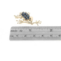 1970's Sapphire Frog Pin with Diamond Eyes in Yellow Gold