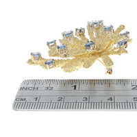 Sapphire and Diamond Anenome Motif Vintage Brooch