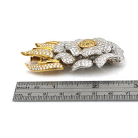 Fancy Yellow and White Diamond Pave Flower Brooch