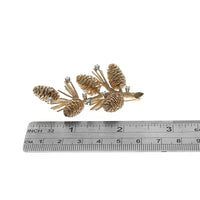 Diamond Pinecone Branch Pin in White and Yellow Gold