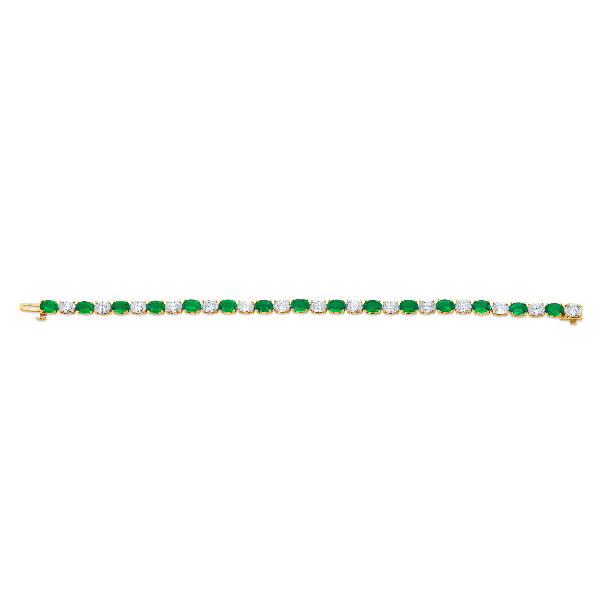 Oval-cut Emeralds and Diamonds Bracelet