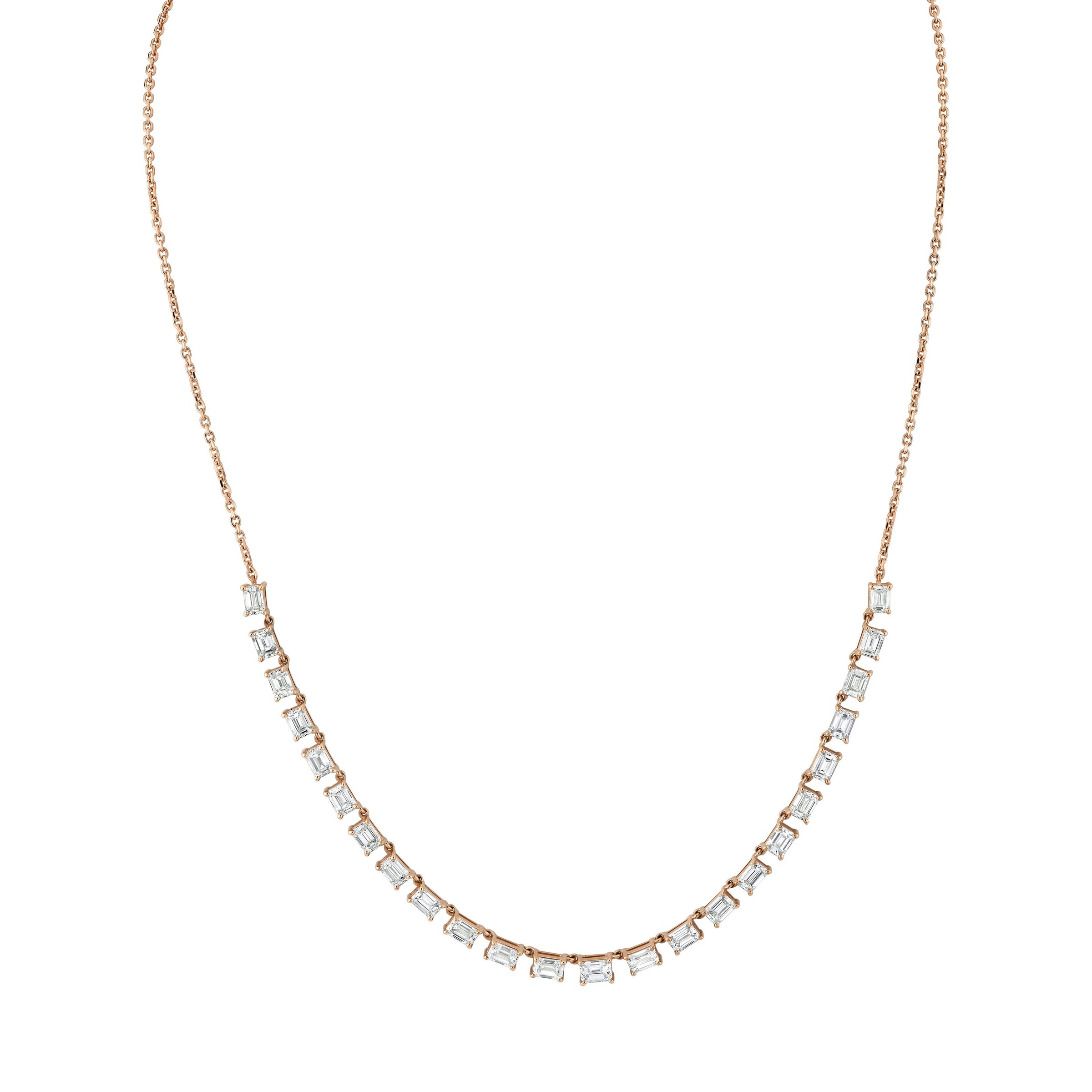 Floating Emerald Cut Diamond Necklace