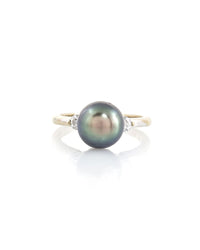 Tahitian Pearl with Diamond Accents Ring