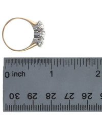 1.49ctw European Cut Diamond Three Stone Ring in 14K Yellow/ White Gold
