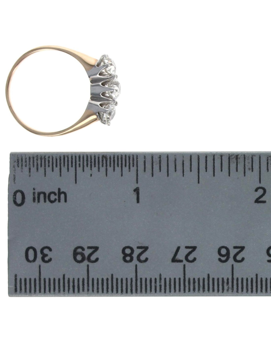 1.49ctw European Cut Diamond Three Stone Ring in 14K Yellow/ White Gold