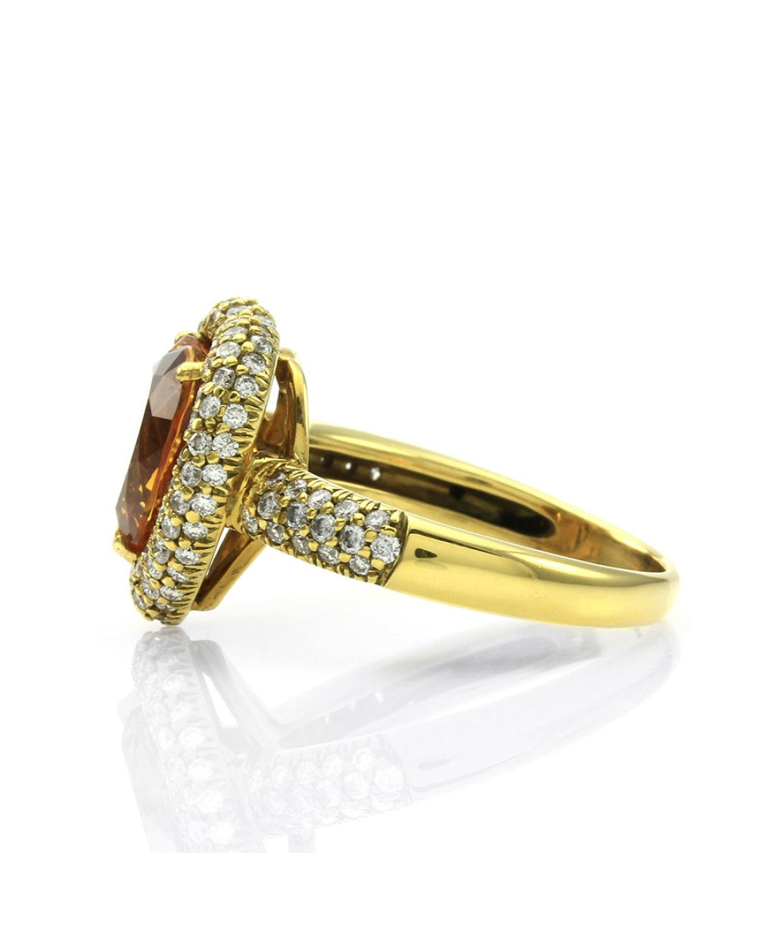 Citrine Ring with Pave Diamond Heart Halo in Gold