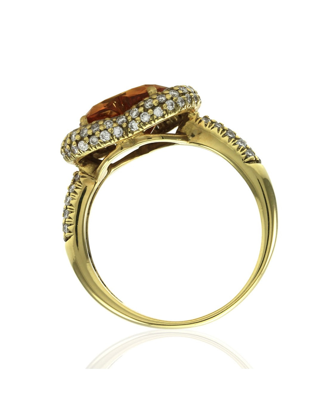 Citrine Ring with Pave Diamond Heart Halo in Gold
