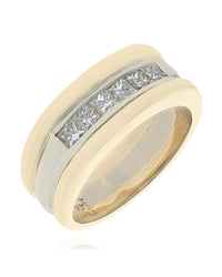 2 Tone Princess Diamond Grooved Band