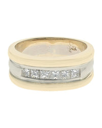 2 Tone Princess Diamond Grooved Band