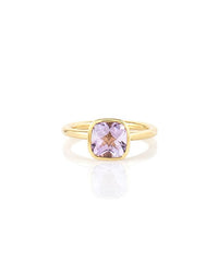 Amethyst Solitaire Stackable Ring in Gold