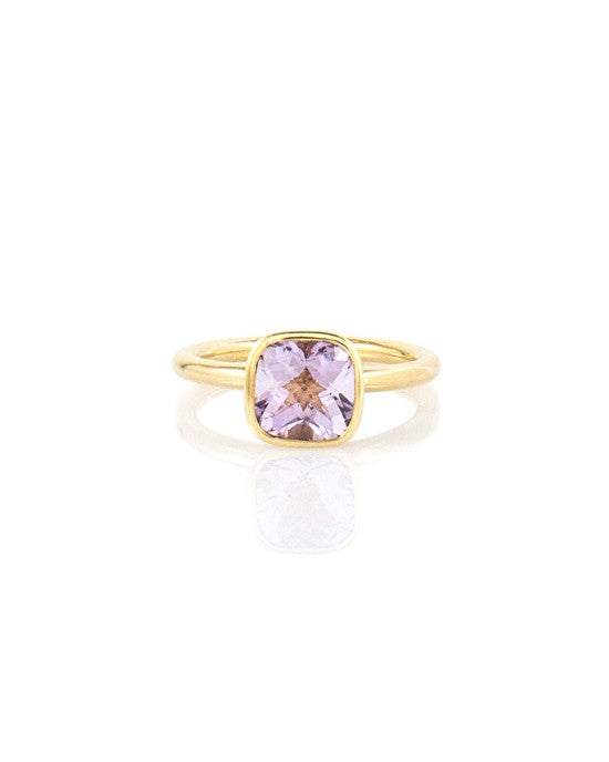 Amethyst Solitaire Stackable Ring in Gold