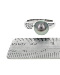 Tahitian Gray Pearl and Diamond Open Ring