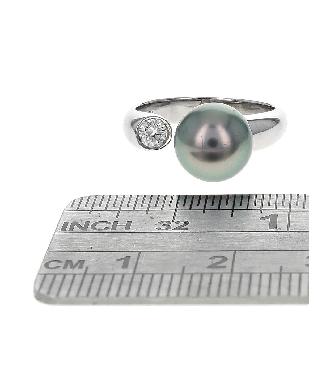 Tahitian Gray Pearl and Diamond Open Ring