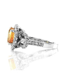 Yellow Sapphire and Pave Diamond Ring in Gold