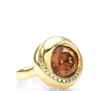 9.90ct Fancy Cut Orange Zircon and 0.12ctw Pave Diamond Ring in 18K Yellow Gold