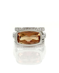 Gauthier Precious Topaz and Pave Diamond Ring in Gold