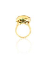 Peridot and Diamond Swirl Ring in Gold