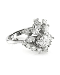 Mid-Century 1.32ctw Diamond Cluster Ring in 18K White Gold