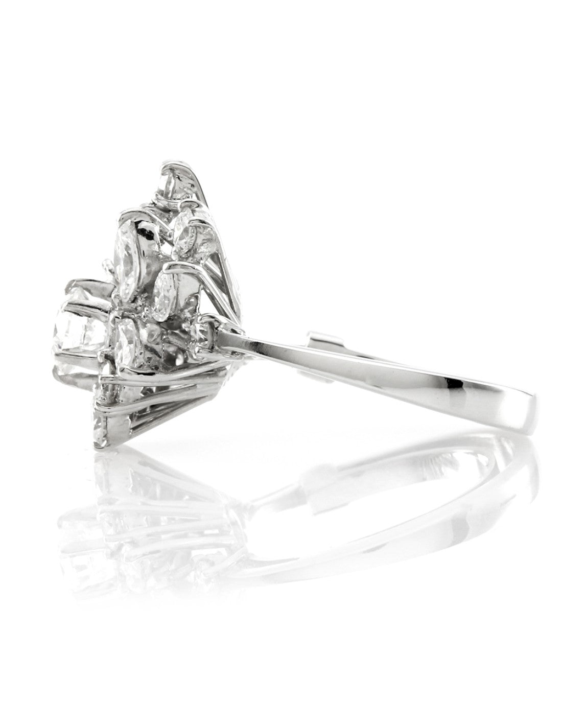 Mid-Century 1.32ctw Diamond Cluster Ring in 18K White Gold