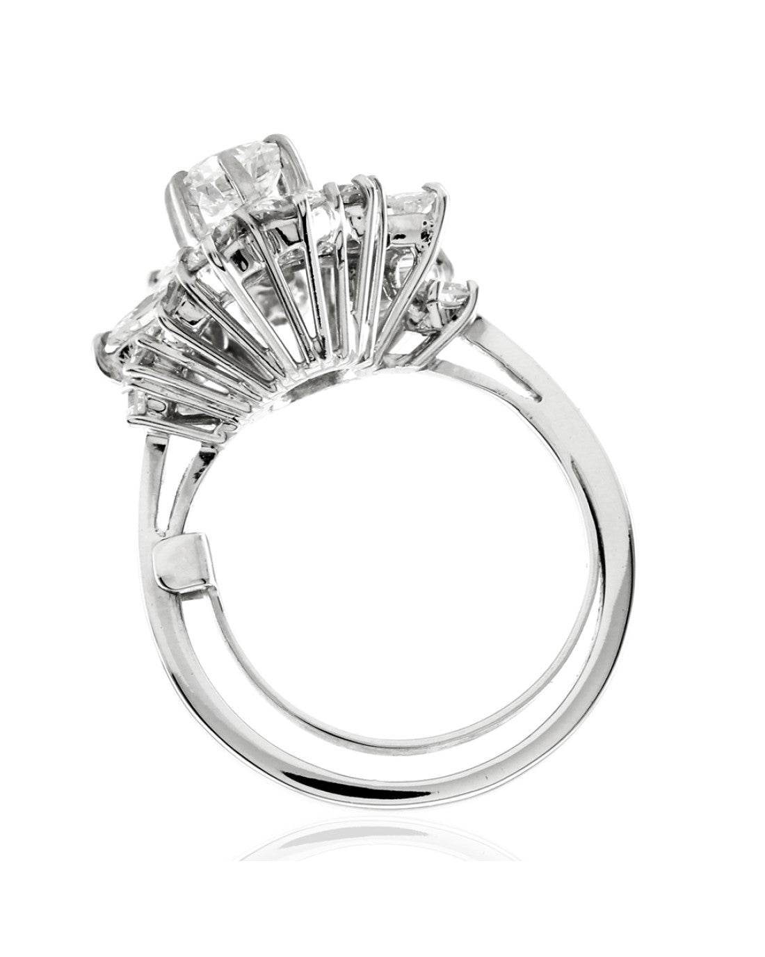 Mid-Century 1.32ctw Diamond Cluster Ring in 18K White Gold