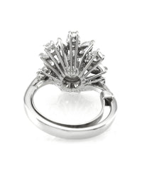 Mid-Century 1.32ctw Diamond Cluster Ring in 18K White Gold