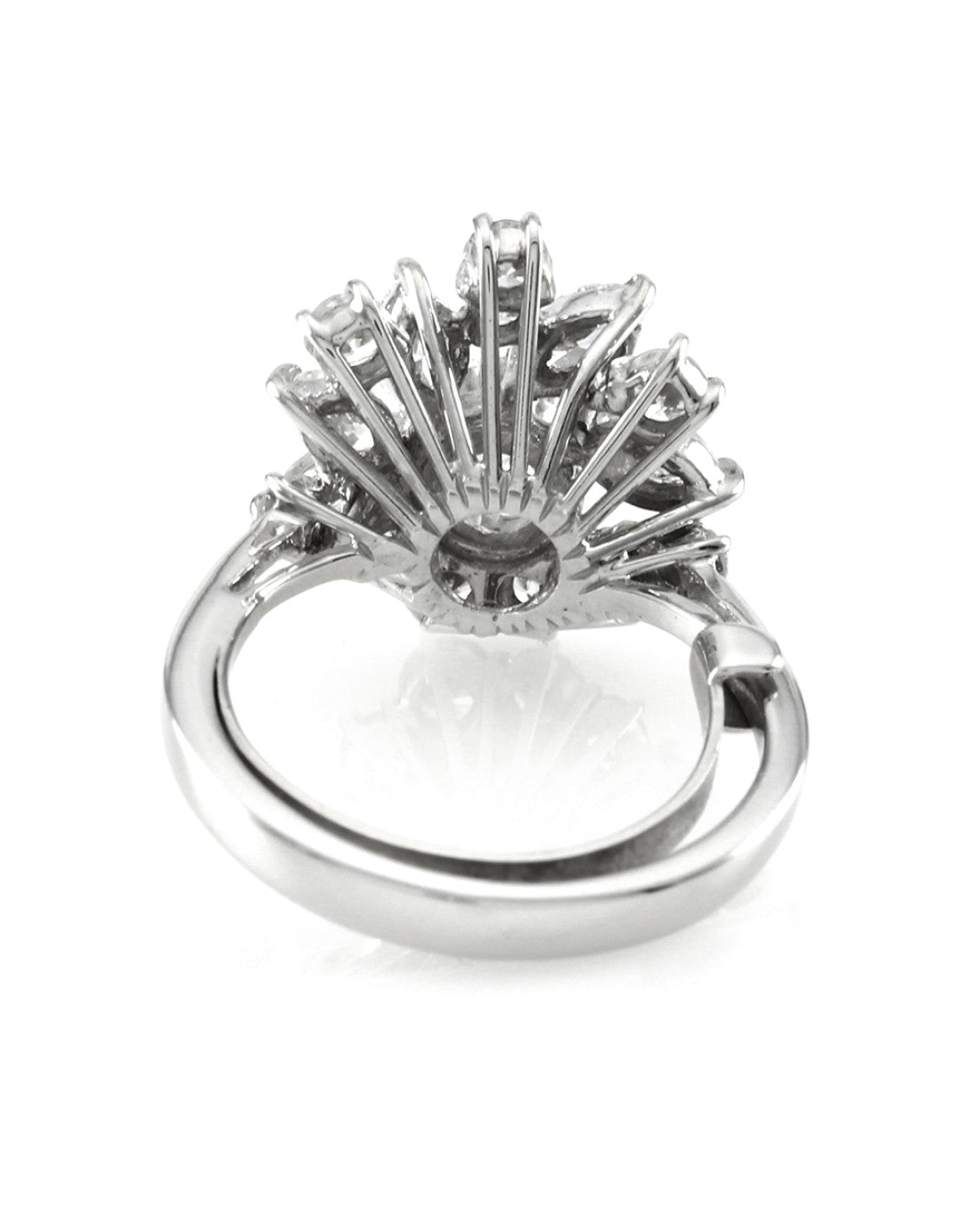 Mid-Century 1.32ctw Diamond Cluster Ring in 18K White Gold
