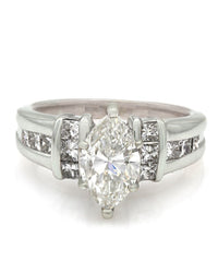Edwardian 1.49ctw European Cut Diamond Shield Ring in Platinum