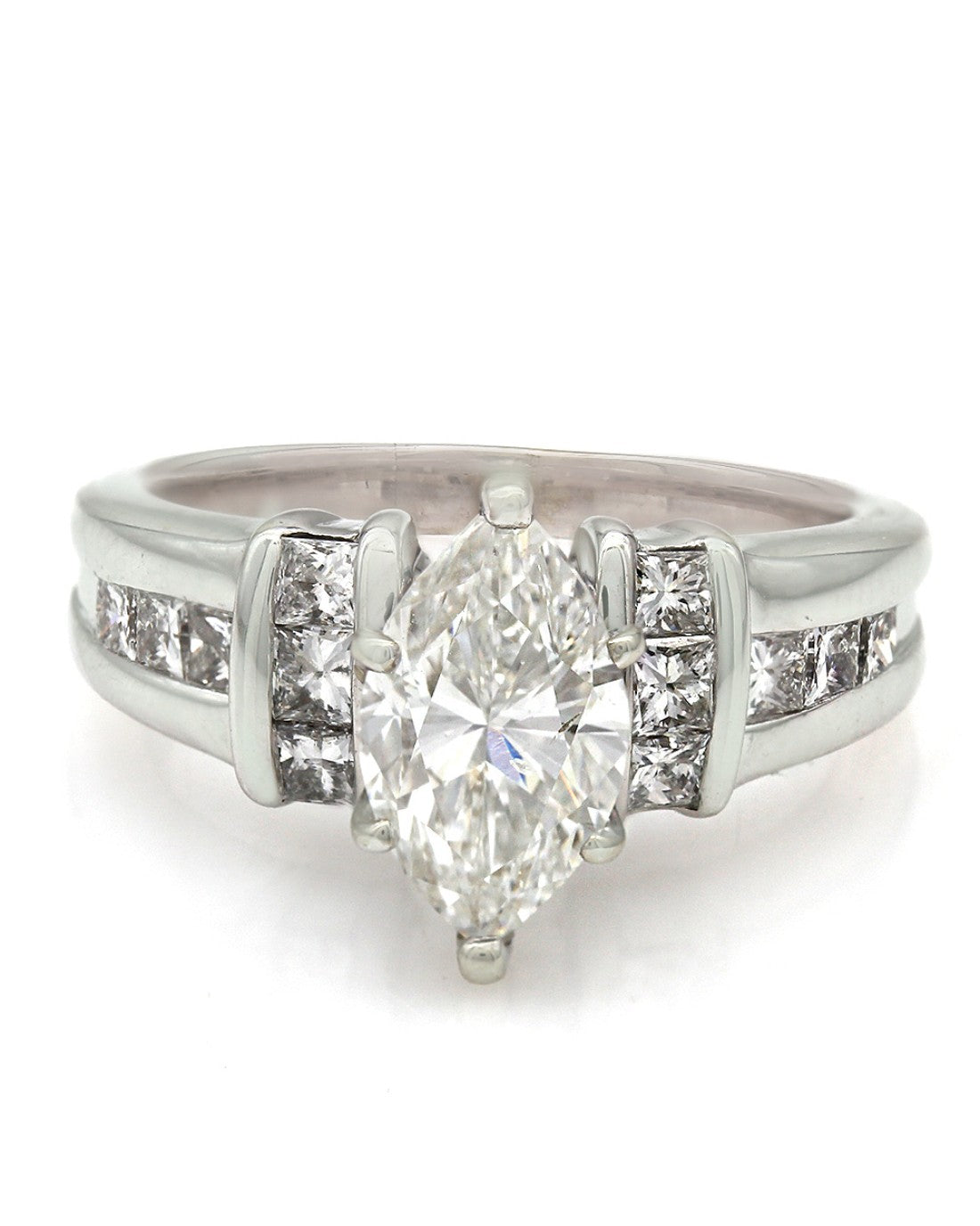Edwardian 1.49ctw European Cut Diamond Shield Ring in Platinum