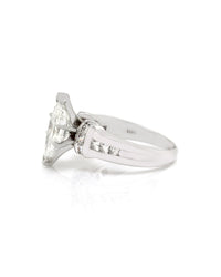 Marquise Diamond Engagement Ring with Princess Diamond Accents in Gold