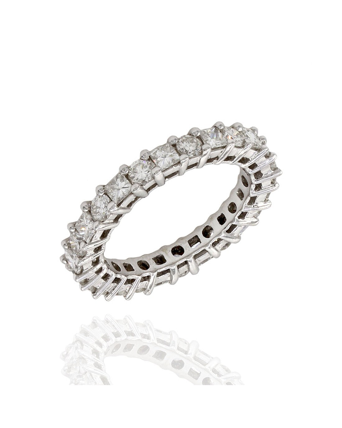 Alternating Princess and Round Diamond Eternity Band