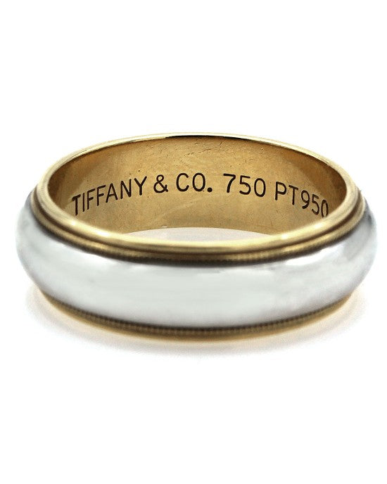 Gentleman's Tiffany & Co. Lucida 6.1mm Ring/ Band in 18KY/ Platinum SZ 8.75