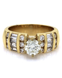 0.71ct SI2, M Round Brilliant Diamond Engagement Ring in 14K Yellow Gold