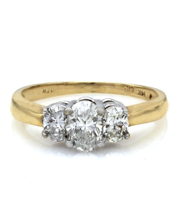 1.00ctw Three Stone Oval Cut Diamond Ring