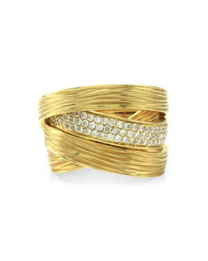 Coge Pave Diamond Crossover Band in Gold