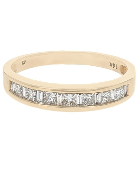 Gentlemans Alternating Baguette and Princess Diamond Band